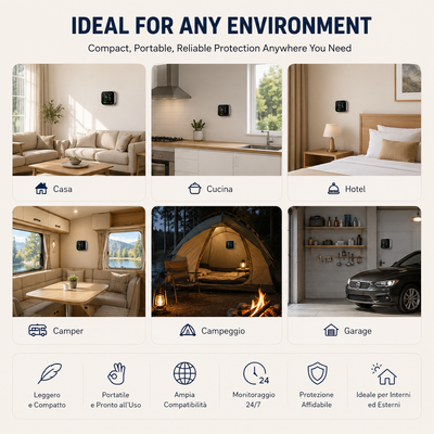 SicuraHome™ – Rilevatore 6 in 1 di Gas, CO e Fumo