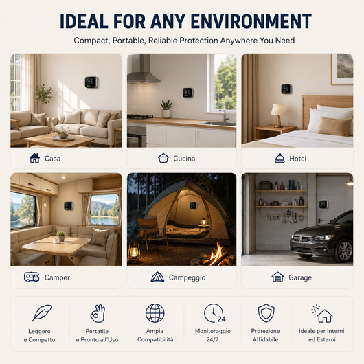 SicuraHome™ – Rilevatore 6 in 1 di Gas, CO e Fumo